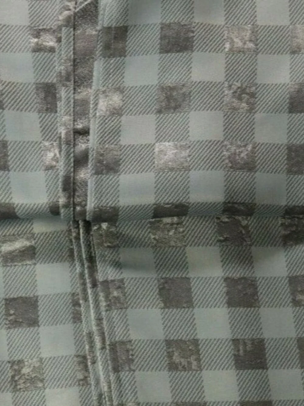 KELVIN FASHION PRINT BLACK OUT CURTAINS GREY METALLIC CHECK CHEQUE